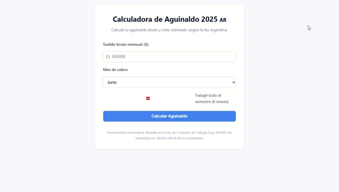 Calculadora de Aguinaldo Simple